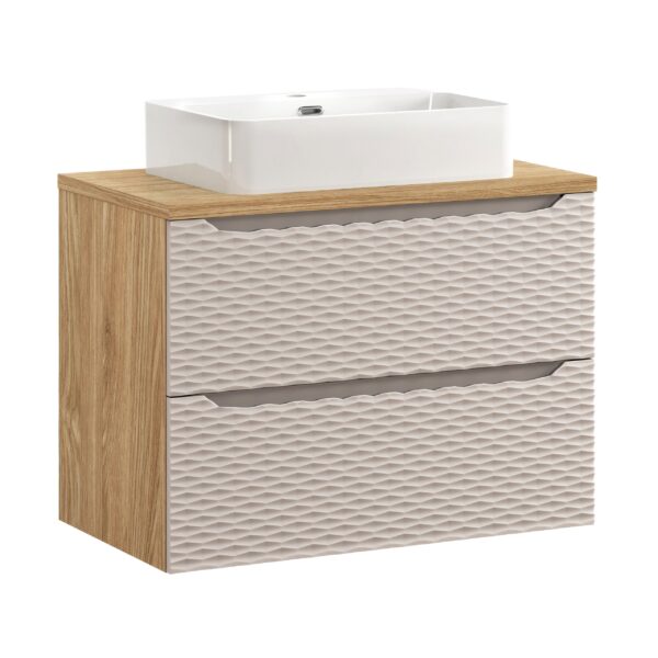 Ocean Beige – Szafki łazienkowe - 80cm z blatem i umywalką nablatową Trust