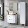 Fiji White – Szafki łazienkowe - 80cm z umywalką nablatową, szafką wysoką i lustrem 80cm