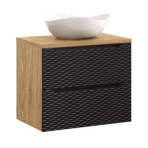 Ocean Black – Szafki łazienkowe - 70cm z blatem i umywalką nablatową Cloud