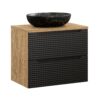 Luxor Black – Szafki łazienkowe - 70cm z blatem i umywalką nablatową Mona