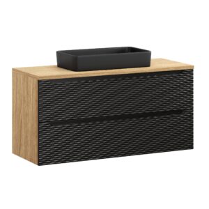 Ocean Black – Szafki łazienkowe - 120cm z blatem i umywalką nablatową Slim