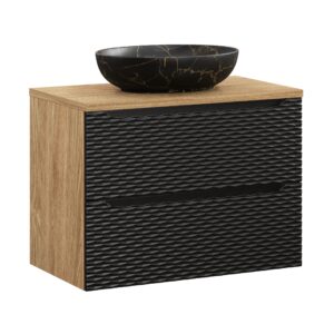 Ocean Black – Szafki łazienkowe - 80cm z blatem i umywalką nablatową Mona