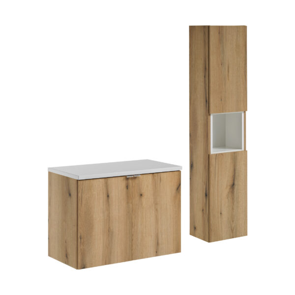 Nova Oak – Szafki łazienkowe - 80cm z blatem i Szafką wysoką