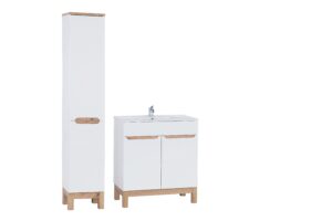 Bali White – Szafki łazienkowe - 80cm z umywalką i szafką wysoką