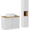 Nova White – Szafki łazienkowe - 80cm z umywalką nablatową i szafką wysoką