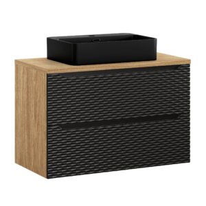 Ocean Black – Szafki łazienkowe - 90cm z blatem i umywalką nablatową Trust