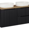 Nova Black – Szafki łazienkowe - 120cm z blatem i 2 umywalkami nablatowymi Beyond