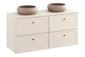 Donna Sand - Zestaw meblowy 120cm z blatem i 2 umywalkami nablatowymi Wiki