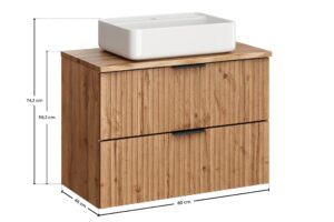 Adel Oak - Zestaw meblowy 80cm z blatem i umywalką nablatową Magic