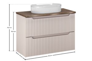 Nova Cashmere - Zestaw meblowy 80cm z blatem i umywalką nablatową Beyond