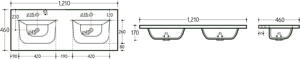 Umywalka meblowa dwukomorowa 120cm